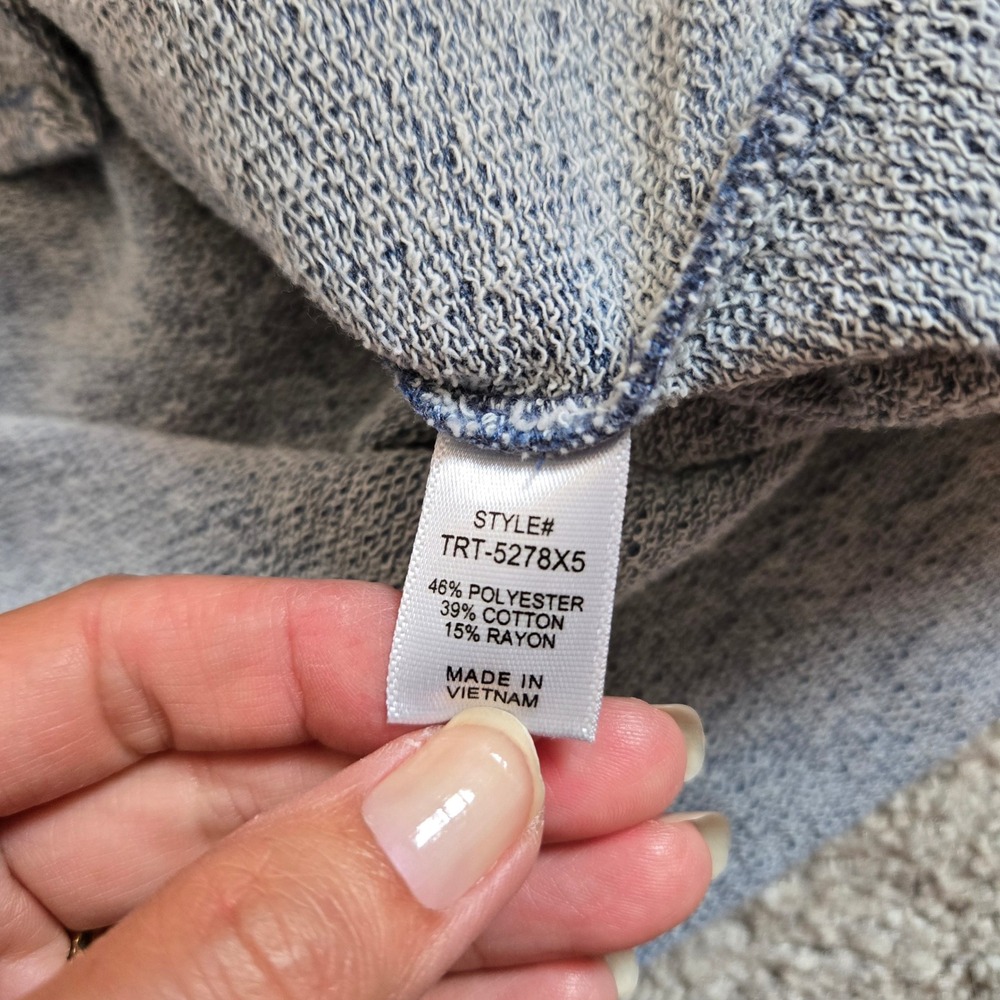 Zenana Blue Heathered Exposed Seam Sweatshirt oversized Plus Size 1X 2X - Picture 6 of 8